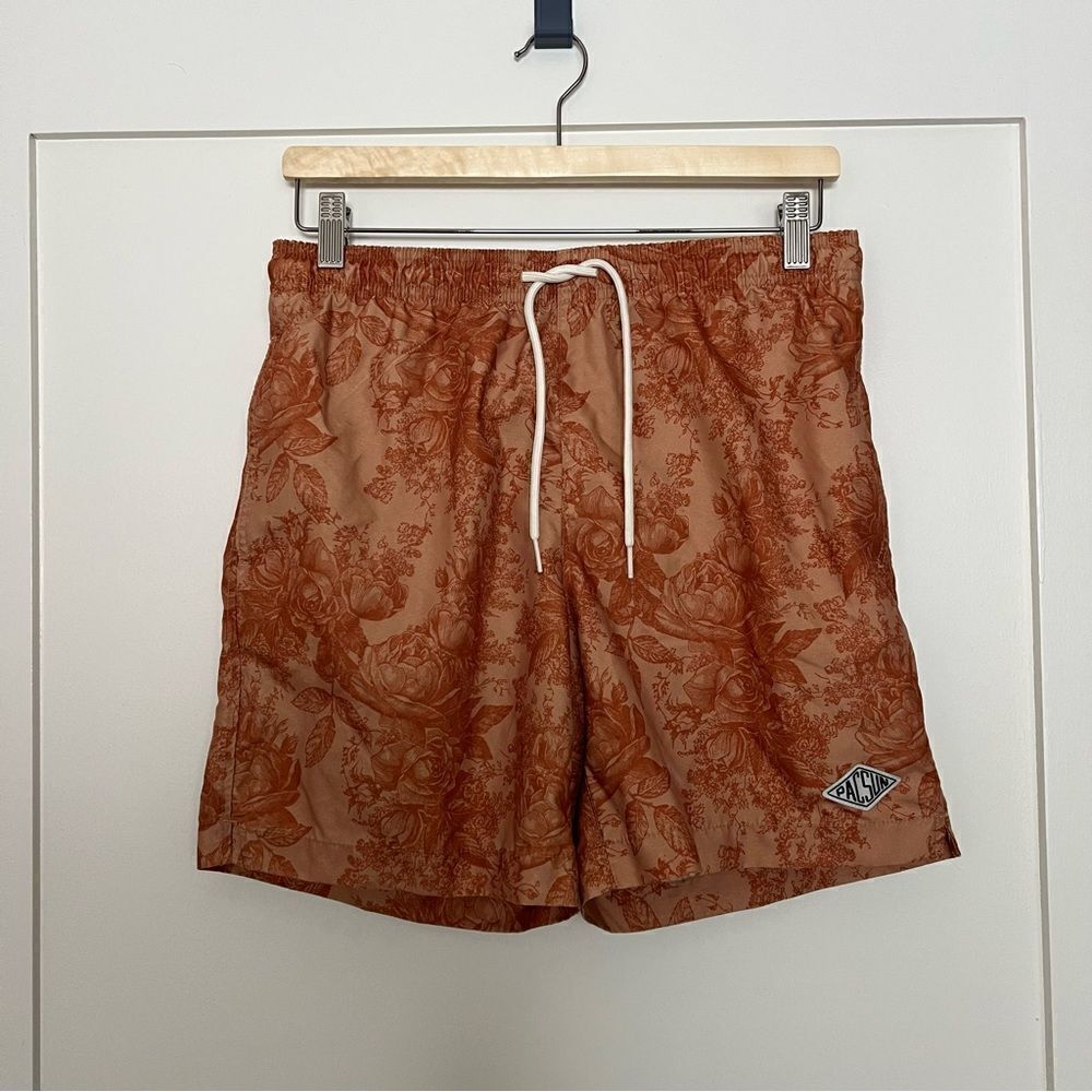 Pacsun Swim Shorts Mens Size Small Orange Flowers Trunks Board Beach Surf